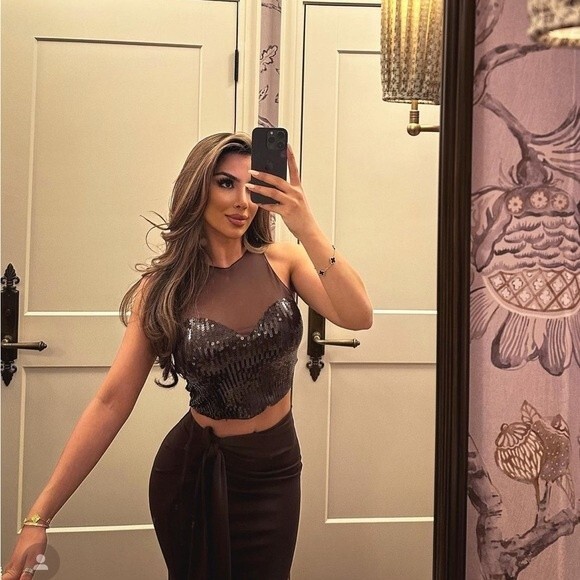 ZARA SEQUIN TULLE TOP - Picture 1 of 5